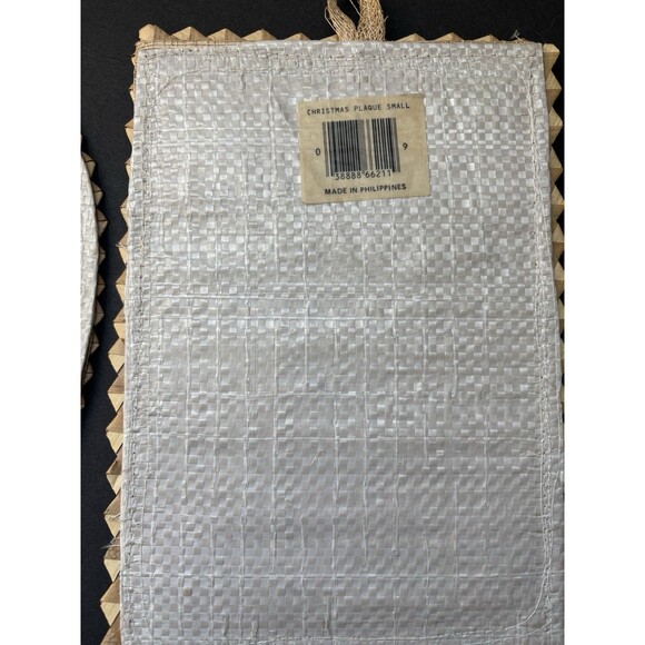 VTG Woven Straw Santa Wall Decor Set of 2 | Christmas Folk Art Decor Cottagecore - Picture 4 of 8